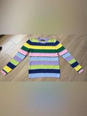 Uterqüe Knit Lightweight Sweater Jumper Multicolored Stripes Medium